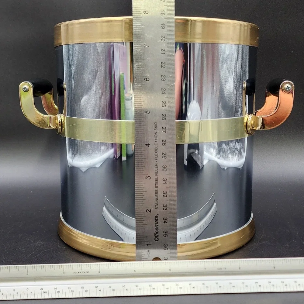 Kraftware M Silver Gold Ice Bucket MCM Vintage Barware Retro Bar Cart Accessory